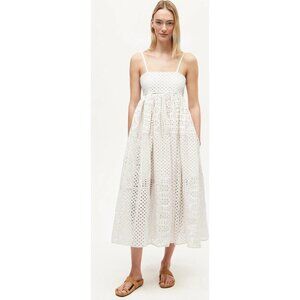 Rhode Resort Saachi Dress XS 2 Sleeveless Eyelet Embroidered Cotton Midi 42335
